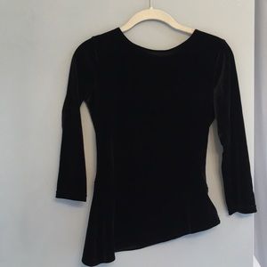 3/4 length sleeve velour black top